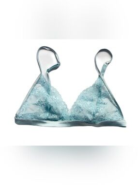 La Perla Women’s Bra Size 32C Blue Lace Silk Blend